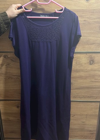 Mor Kısa Kollu Hamile Midi Tunik - Görsel 2