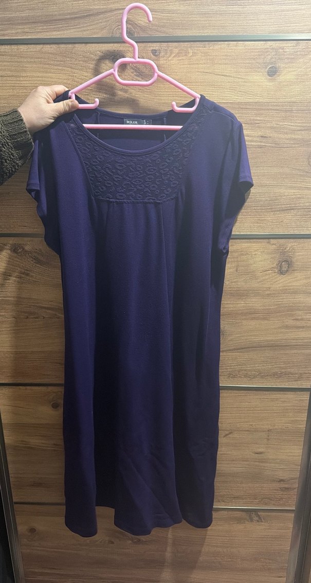 Mor Kısa Kollu Hamile Midi Tunik - Görsel 2