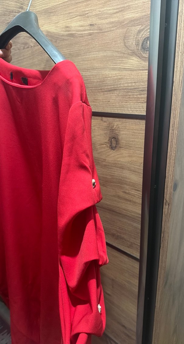 Kırmızı Kadın Salaş Midi Tunik - Görsel 4