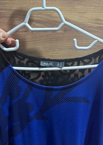 Mavi Siyah Baskılı Salaş Elbise - Görsel 3