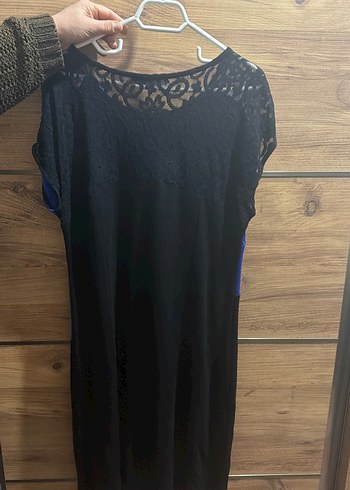 Mavi Siyah Baskılı Salaş Elbise - Görsel 4