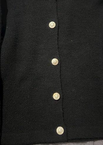 Düğmeli Siyah Kadın Hırka - Görsel 4