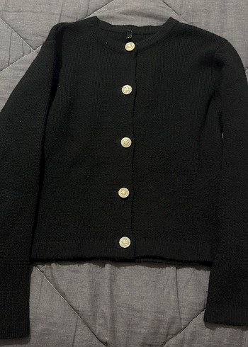 Düğmeli Siyah Kadın Hırka - Görsel 2