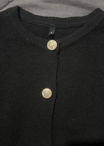 Düğmeli Siyah Kadın Hırka - Görsel 3