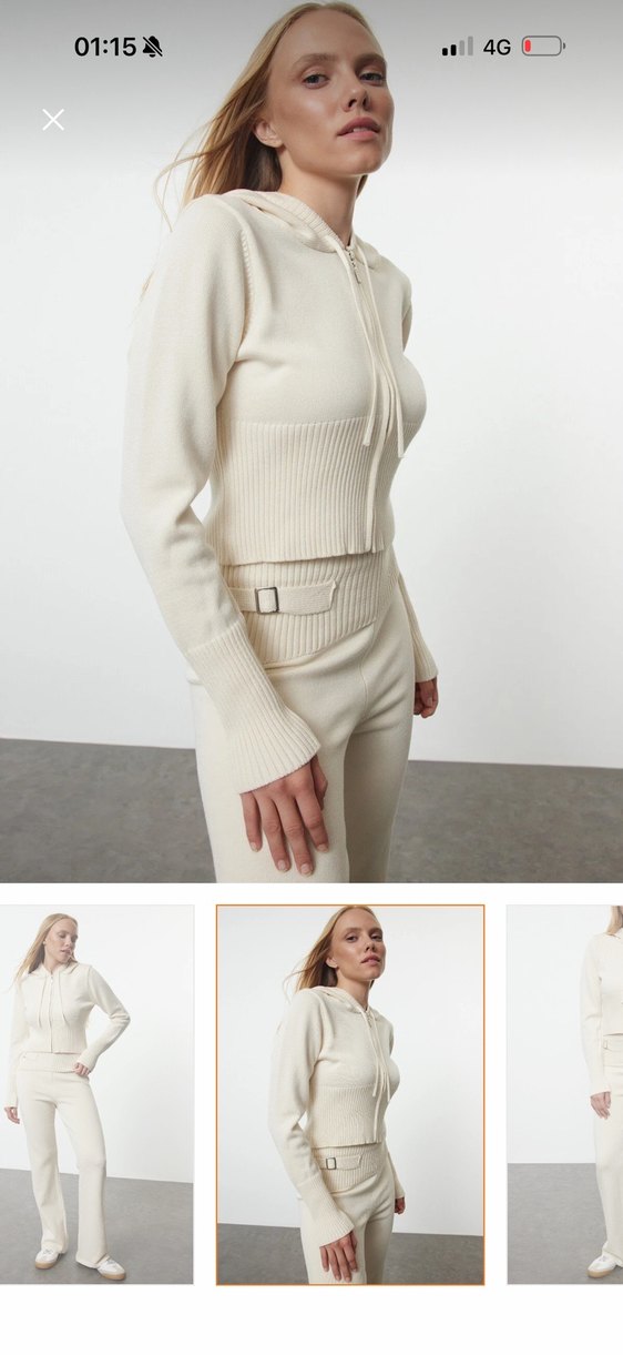 Kadın Beyaz Midi İspanyol Paça Pantolon - Görsel 2