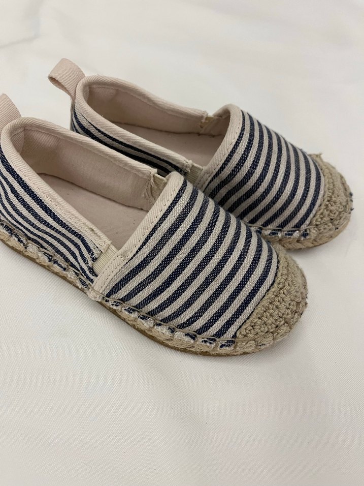 Kız çocuk Mavi Çizgili hasır ayakkanı - Görsel 2