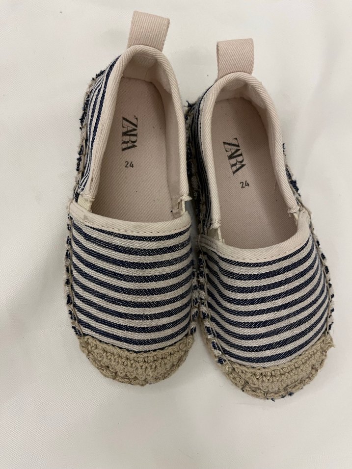 Kız çocuk Mavi Çizgili hasır ayakkanı - Görsel 3