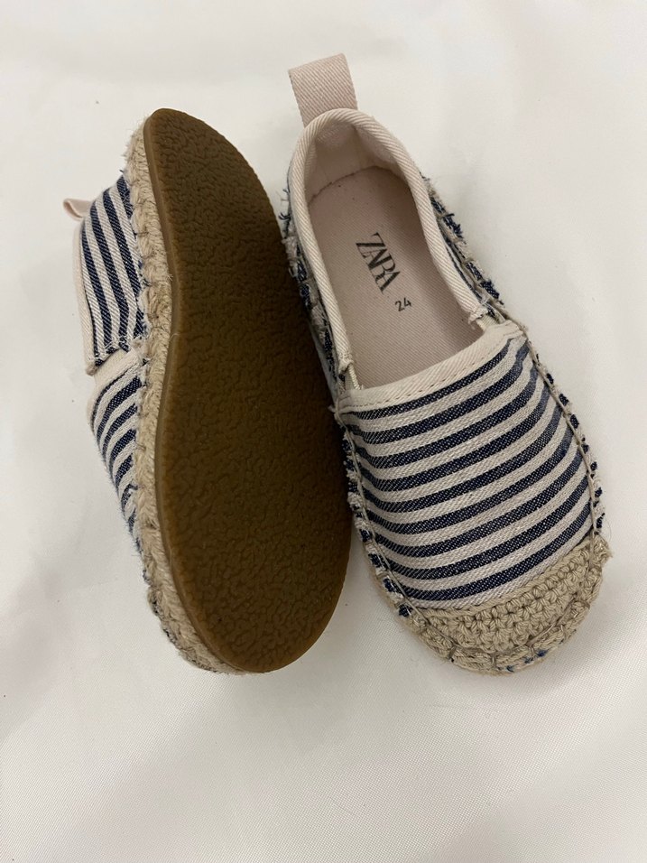 Kız çocuk Mavi Çizgili hasır ayakkanı - Görsel 4