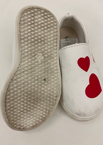 Kız Çocuk Beyaz Kalp Desenli Slip-On Spor Ayakkabı - Görsel 4