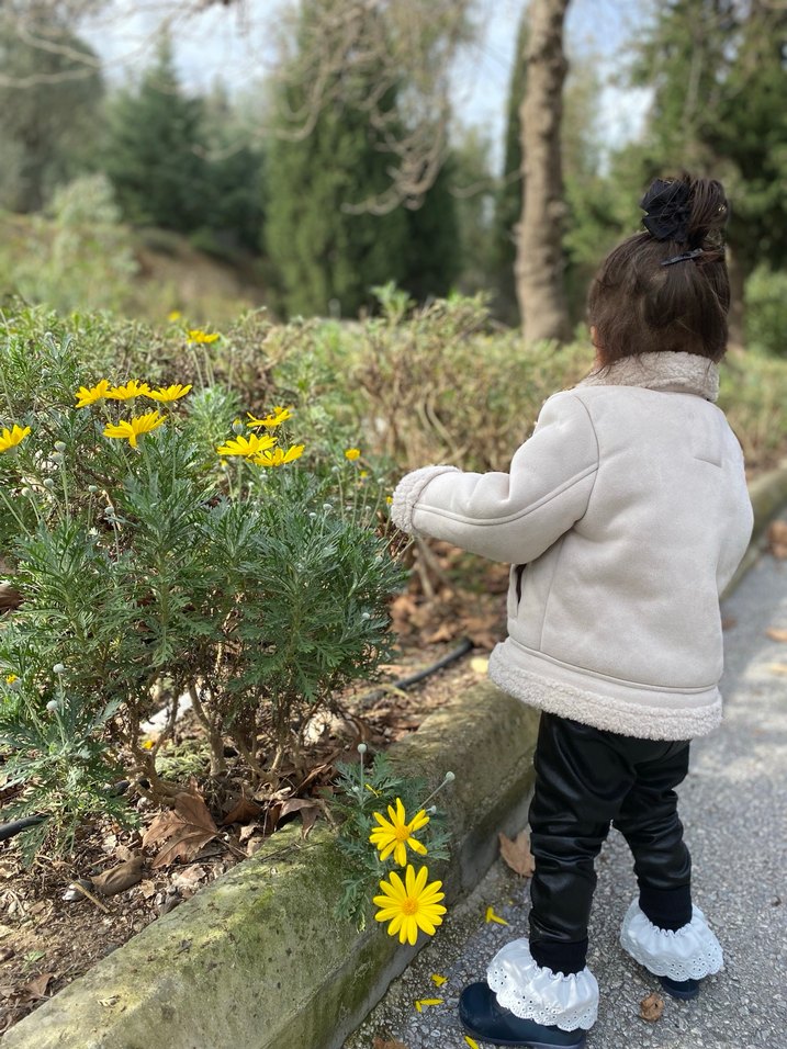 Kürklü Yakalı Kız Çocuk Gri Mont - Görsel 2