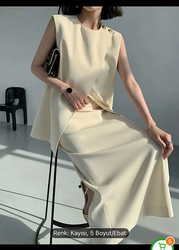 Krem iki parça Uzun Kadın takımı - Görsel 4