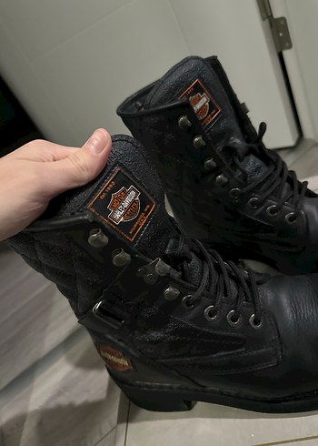 Harley Davidson Siyah Deri Tokalı Biker Bot