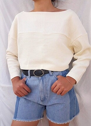 H&M Krem Crop Üst