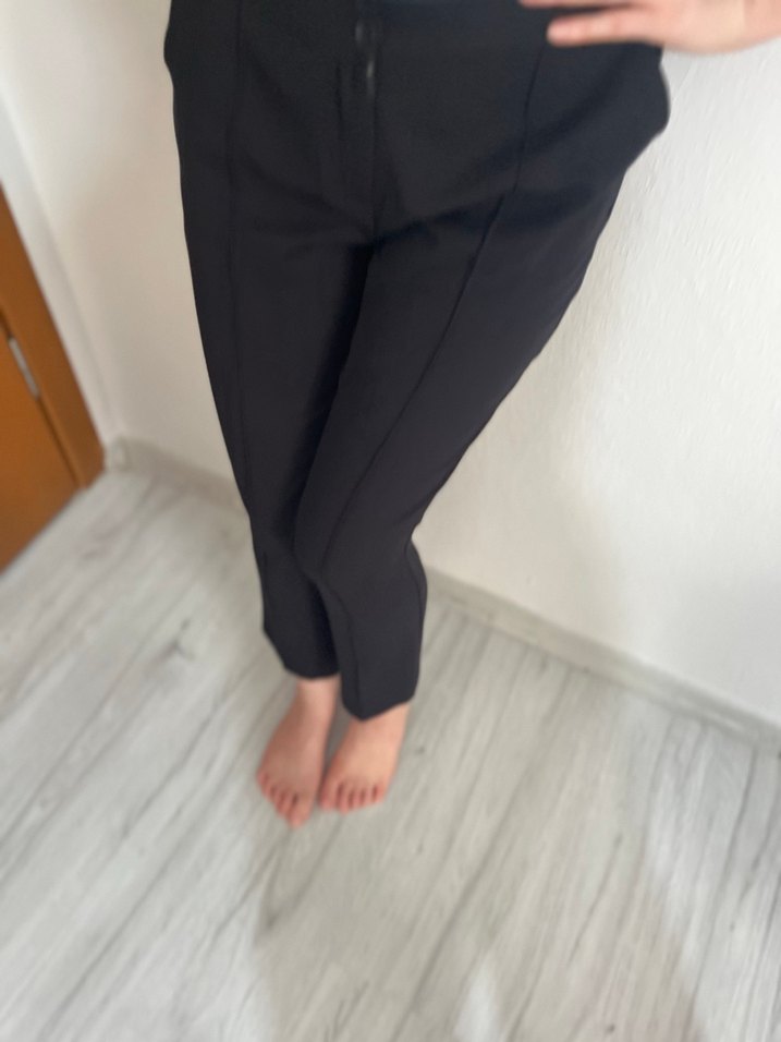 Siyah Midi Kadın Kumaş Pantolon - Görsel 2