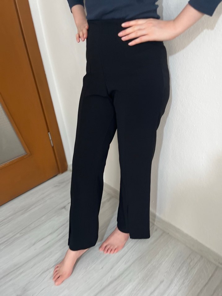 Siyah Midi Kadın Kumaş Pantolon - Görsel 2