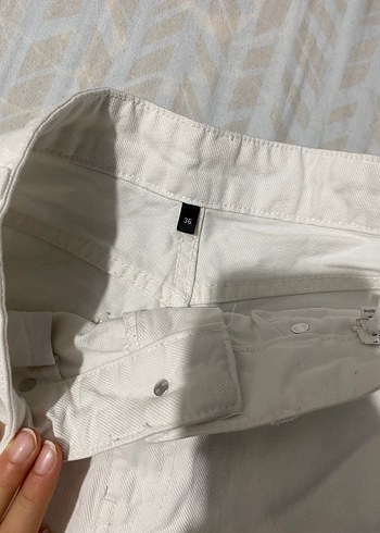 36 Beden beyaz Renk Kadın beyaz Mini Denim Şort