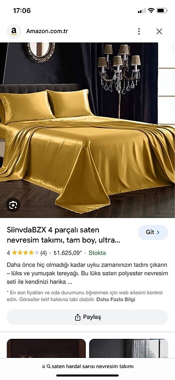 Saten nevresim takımı hardal sarısı