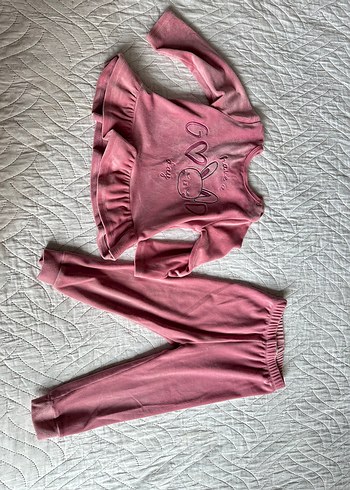 Pembe Bebek Kız Uzun Kollu Fırfırlı Takım