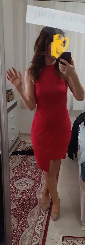 Kırmızı kısa kollu tişört elbise