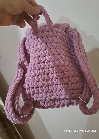Pembe Örgü Kız Çocuk Sırt Çantası - Görsel 2