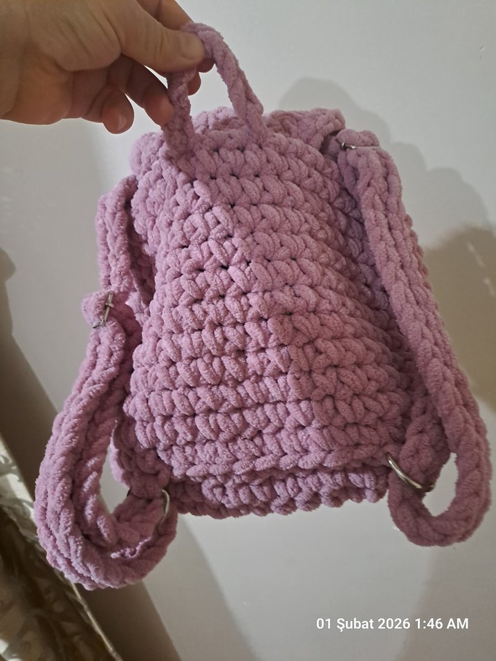 Pembe Örgü Kız Çocuk Sırt Çantası - Görsel 2