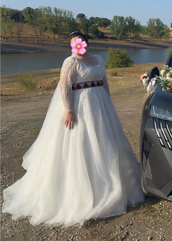 Uzun Kollu Beyaz Prenses Gelinlik - Görsel 2