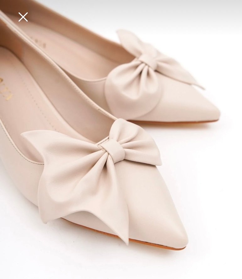 Bej Fiyonklu Kadın Klasik Topuklu Ayakkabı - Görsel 3