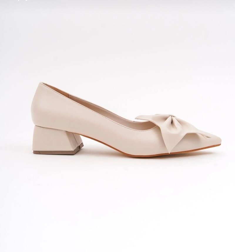 Bej Fiyonklu Kadın Klasik Topuklu Ayakkabı - Görsel 2