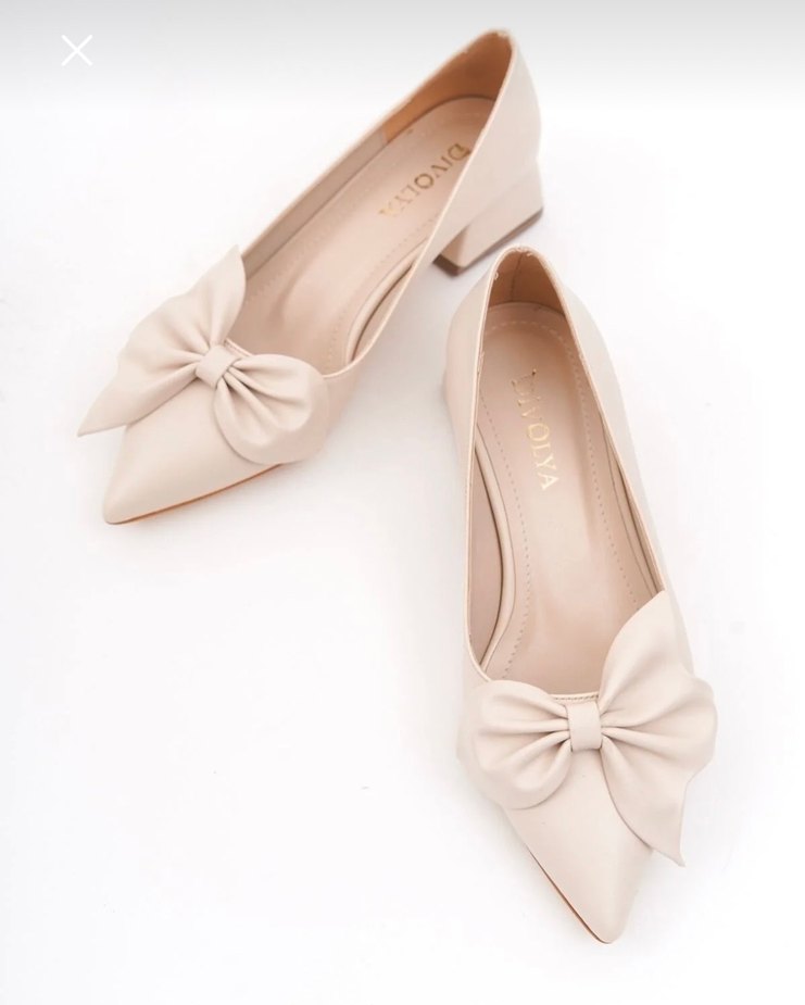 Bej Fiyonklu Kadın Klasik Topuklu Ayakkabı - Görsel 4