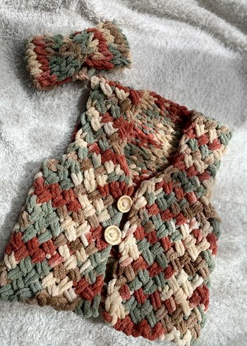 Puffy El Örgüsü Bebek Yeleği - Görsel 2