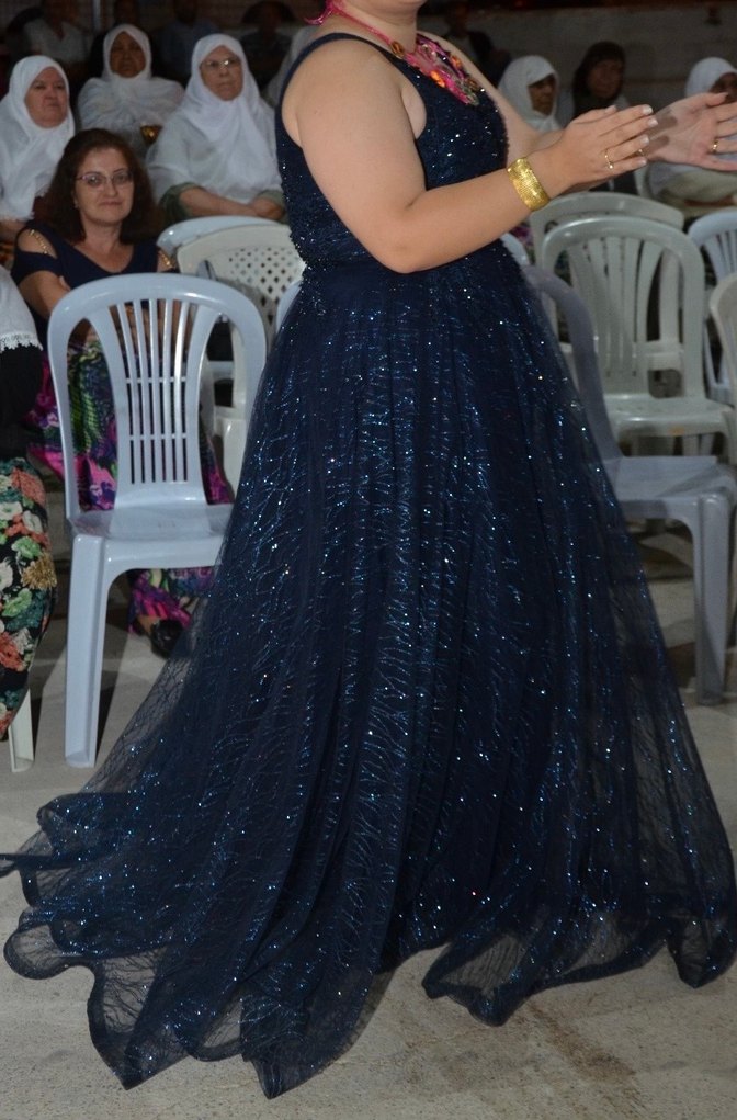 Parıltılı Lacivert Uzun Abiye Elbise - Görsel 2