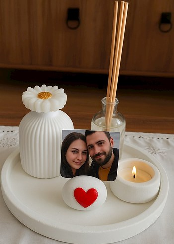 Kırmızı Kalp Desenli fotoğraf tutucu - Görsel 2