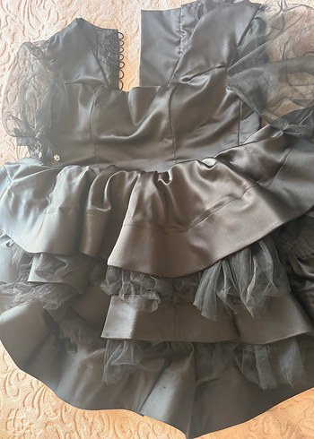 Siyah Straplez Gotik Mezuniyet Elbisesi özel dikim - Görsel 5