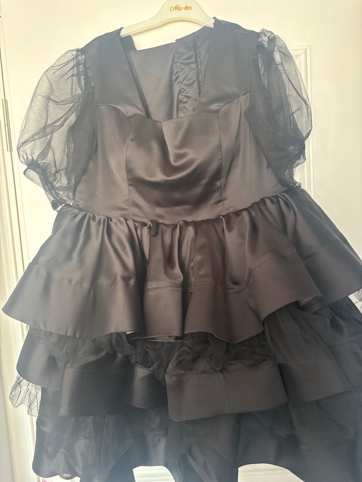 Siyah Straplez Gotik Mezuniyet Elbisesi özel dikim - Görsel 4