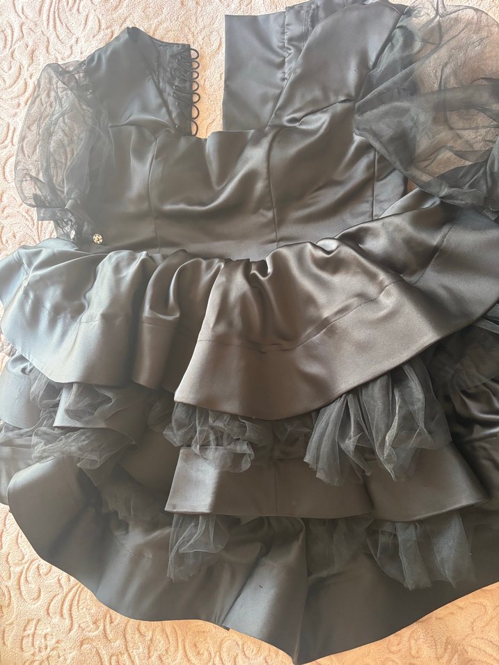 Siyah Straplez Gotik Mezuniyet Elbisesi özel dikim - Görsel 5