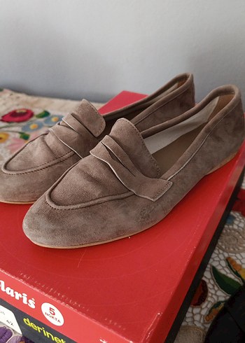 Hotiç Bej Süet Kadın Topuklu Loafer