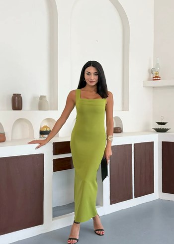 Mango Kadın Kısa Kollu Uzun Haki Elbise