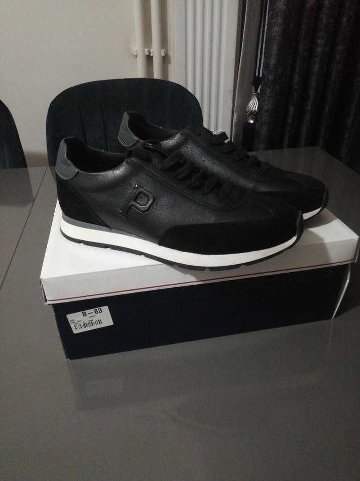 Siyah Bağcıklı Erkek Deri  Spor Ayakkabı - Görsel 3