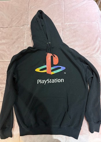 Bershka Playstation Siyah Kapusonlu Sweatshirt