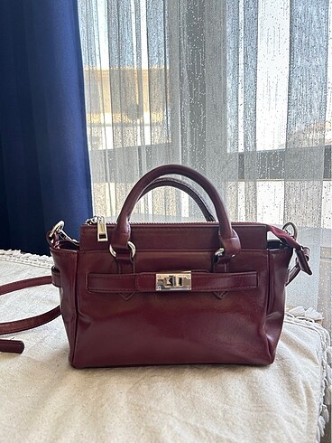 Stradivarius Orijinal bordo çanta