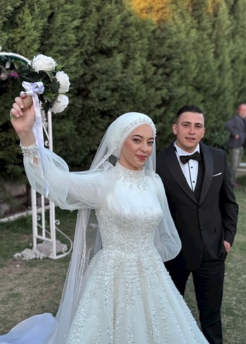 m Beden Özel Tasarım Tesettür Gelinlik - 1 Kez Giyildi