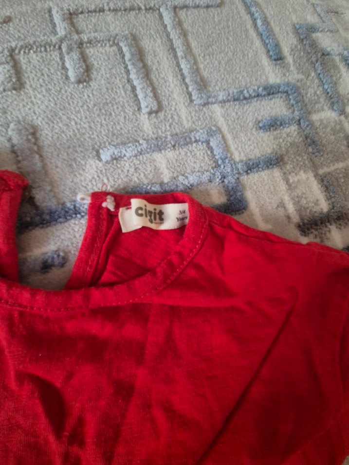 Kız Çocuk Kırmızı Kısa Kollu Tişört - Görsel 2