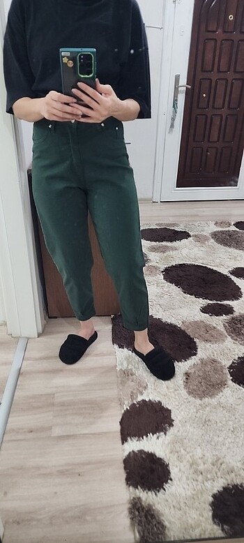 Diğer Koyu yesil mom jean