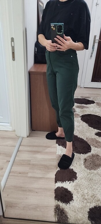 29 Beden Koyu yesil mom jean