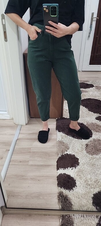 29 Beden yeşil Renk Koyu yesil mom jean