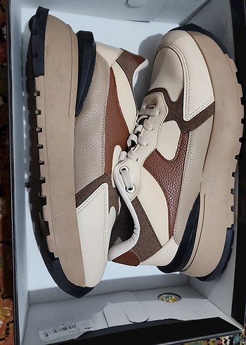 Elle Bej Kadın Platform Topuklu Bağcıklı Spor Ayakkabı - Görsel 6