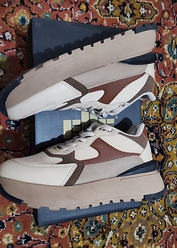 Elle Bej Kadın Platform Topuklu Bağcıklı Spor Ayakkabı - Görsel 3