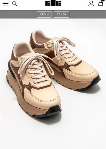 Elle Bej Kadın Platform Topuklu Bağcıklı Spor Ayakkabı - Ana görsel