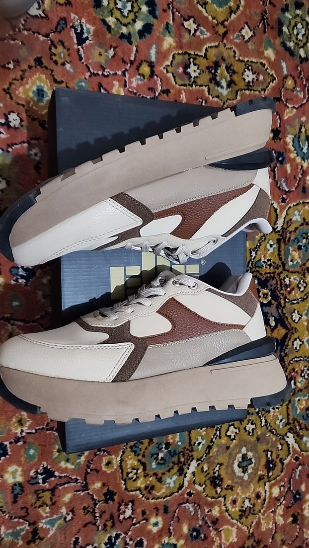 Elle Bej Kadın Platform Topuklu Bağcıklı Spor Ayakkabı - Görsel 3