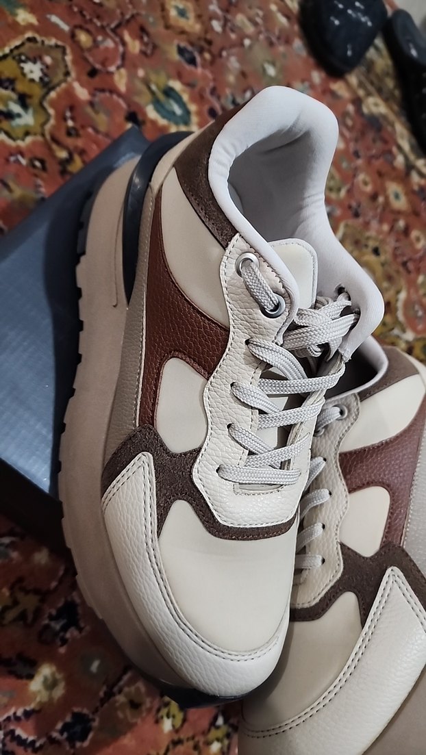 Elle Bej Kadın Platform Topuklu Bağcıklı Spor Ayakkabı - Görsel 4